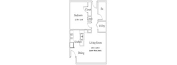 1 BR 1 BA Flat