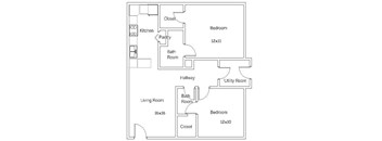 2 BR 2 BA Flat