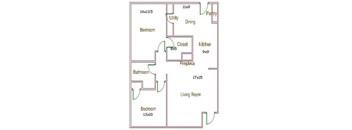 2 BR 1 BA Flat
