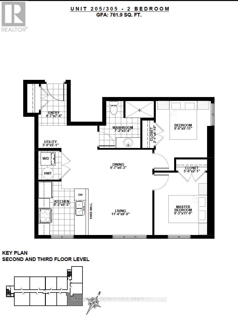 A black and white image of a floor plan for a 2 bedroom apartment.