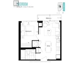 A black and white image of a bedroom floor plan.