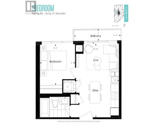 A black and white image of a bedroom floor plan.