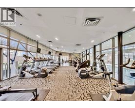 A gym with treadmills and elliptical machines.