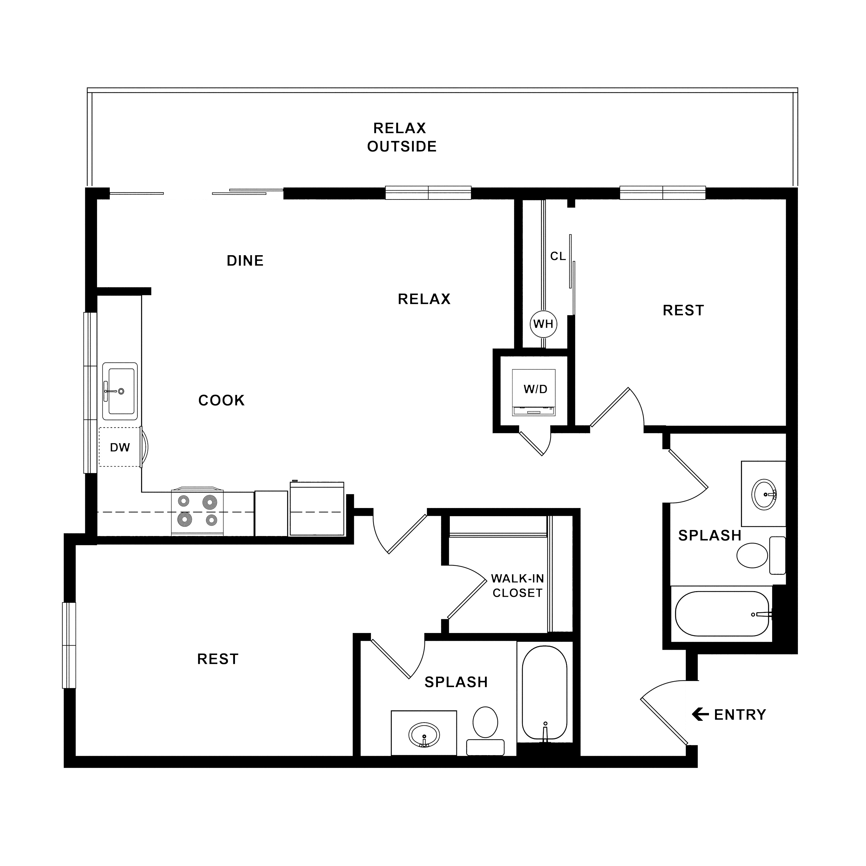 2 Bed/2 Bath-Core