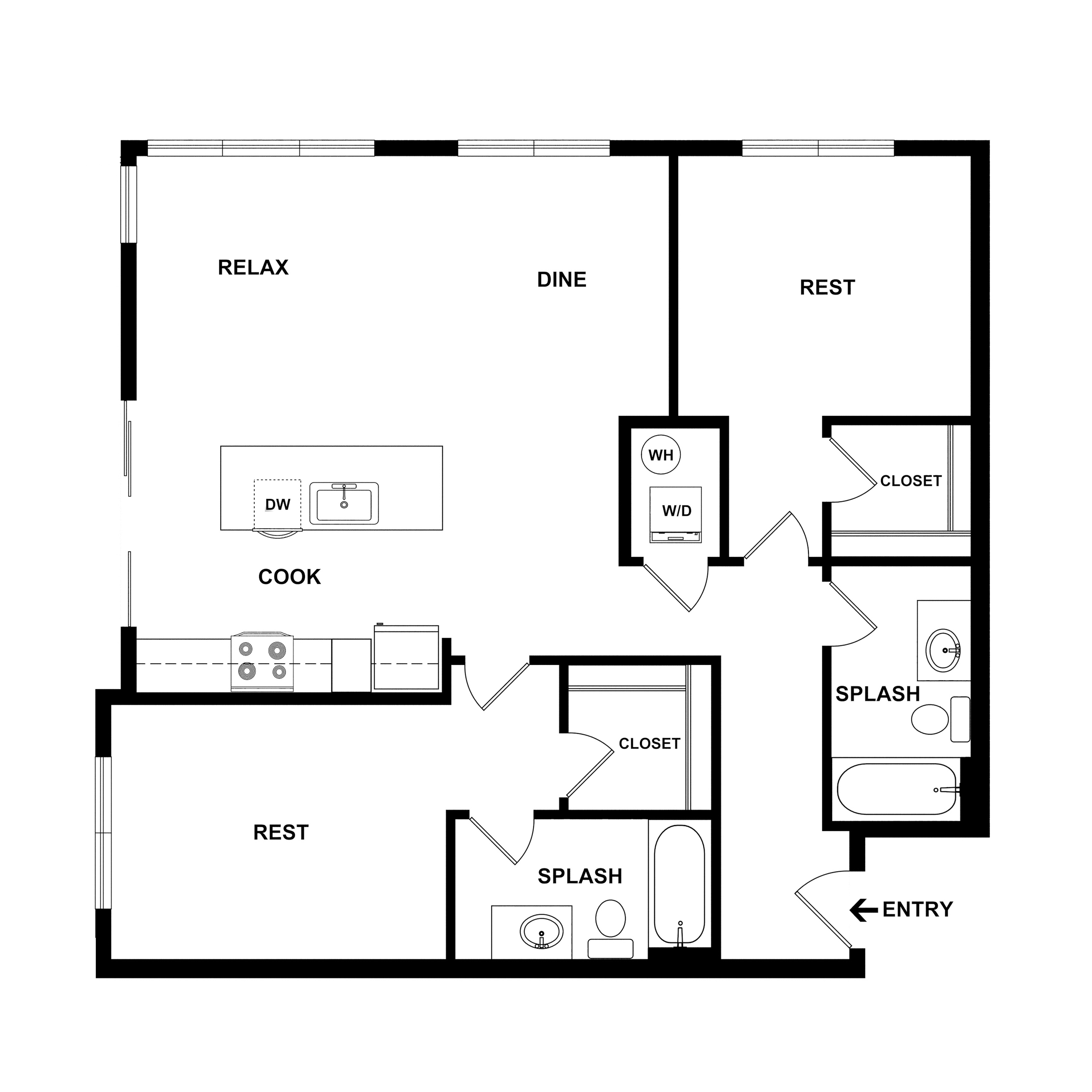 2 Bed/2 Bath-Shear
