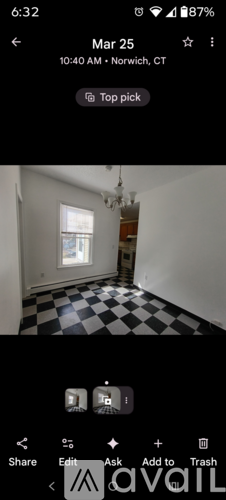 A black and white checkered floor in a room.