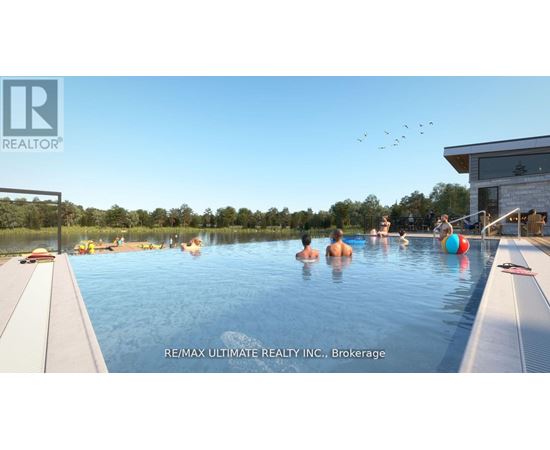 A group of people are enjoying a swim in a pool.
