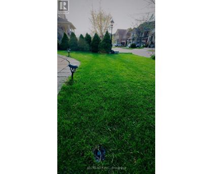 A grassy area with a bench and a sign that says "JDJ Realty INC, Brokerage".