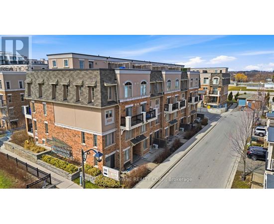 A street view of a residential area with apartment buildings.