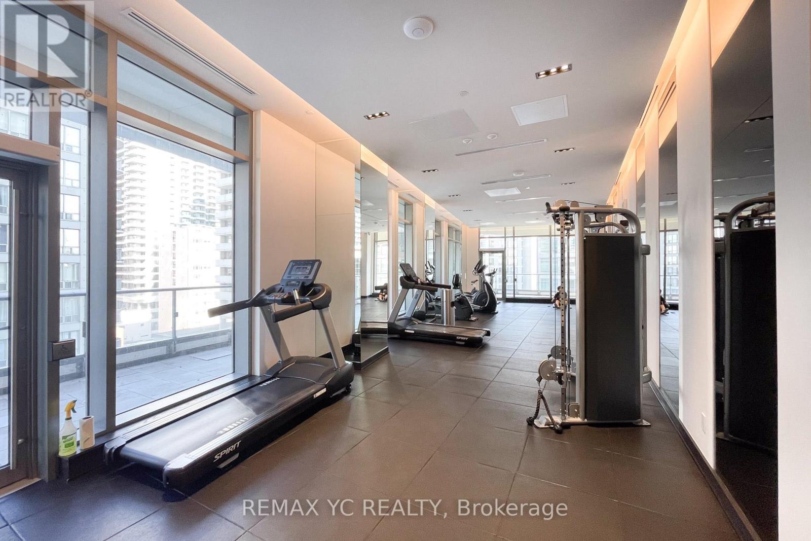 A gym with treadmills and exercise bikes is available for use.