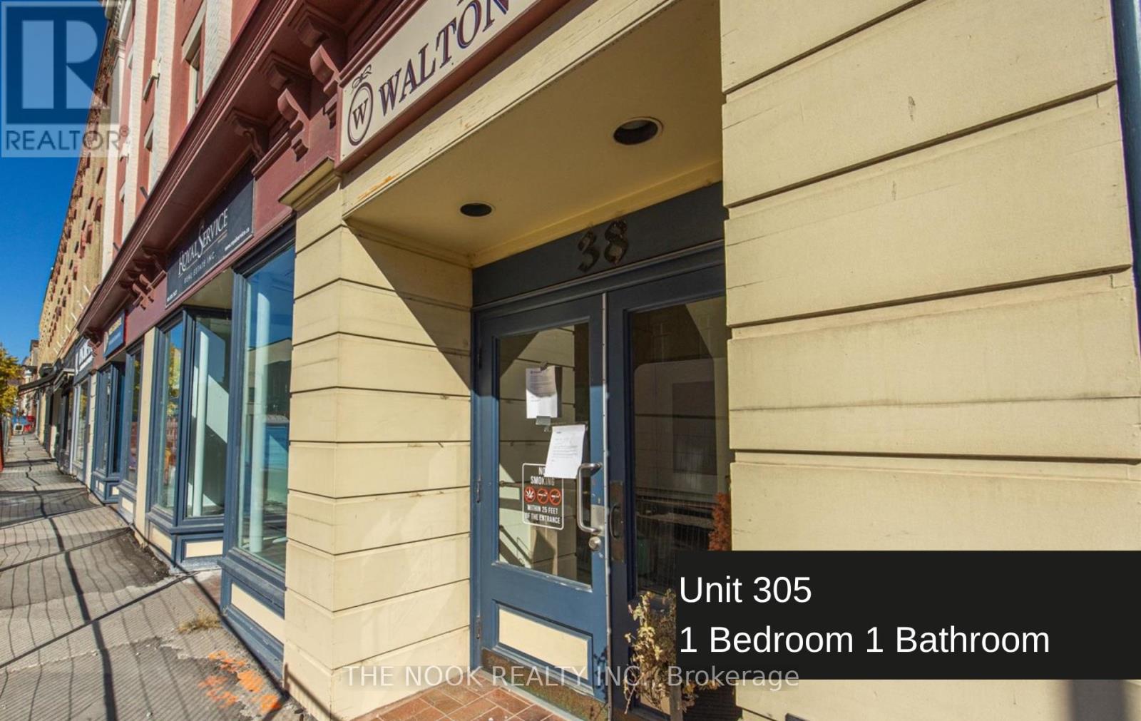 A real estate listing for a one bedroom apartment with one bathroom.