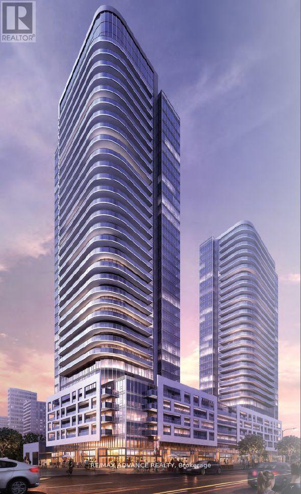 A modern building with a curved design is depicted in the image.