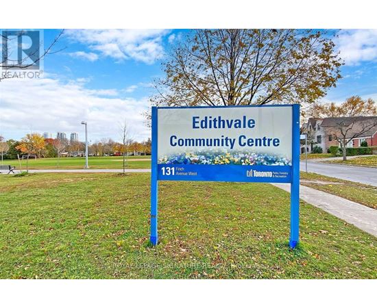 A blue sign for Edithvale Community Centre stands in a grassy area.