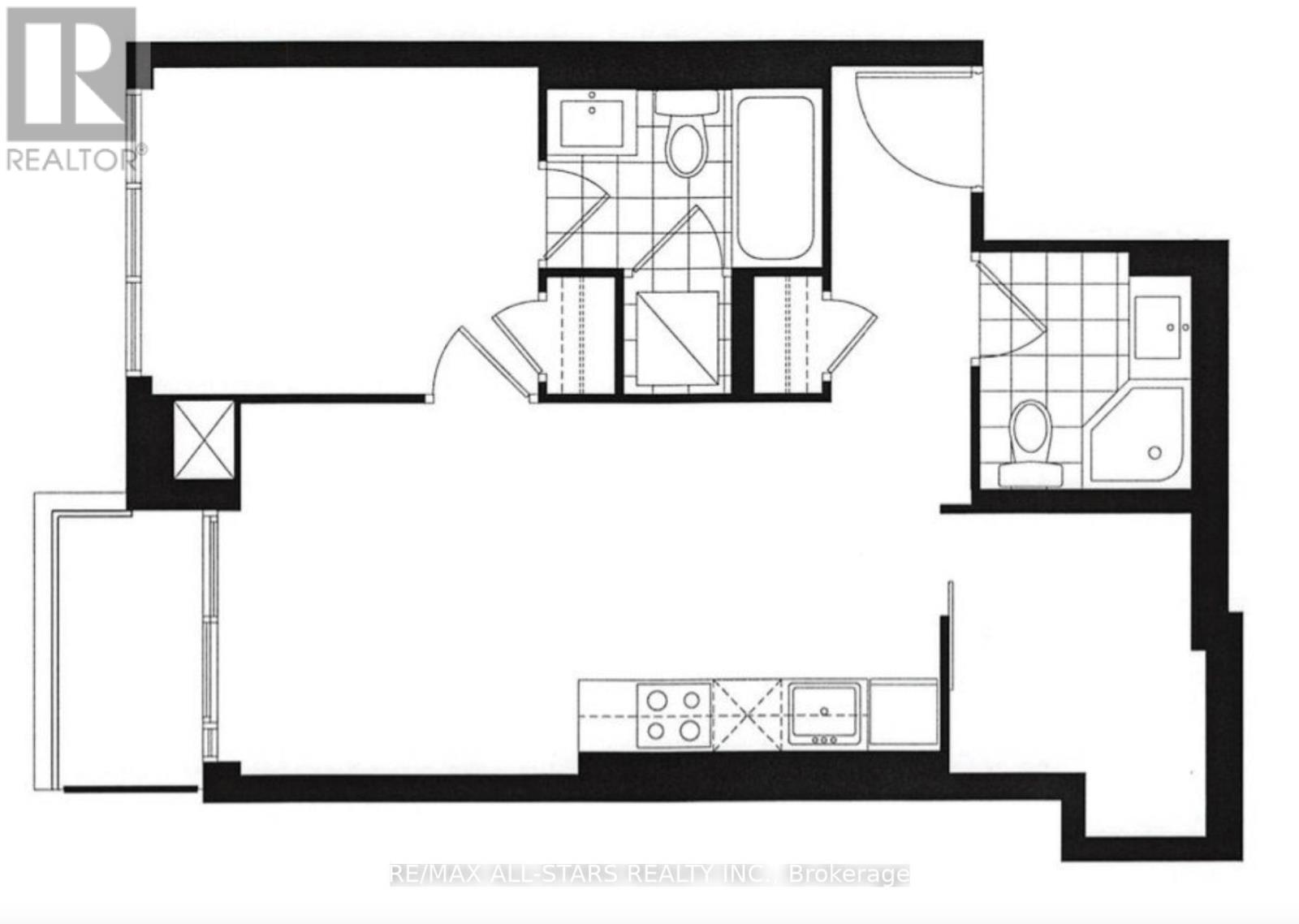 A black and white floor plan of a house with a realtor logo.