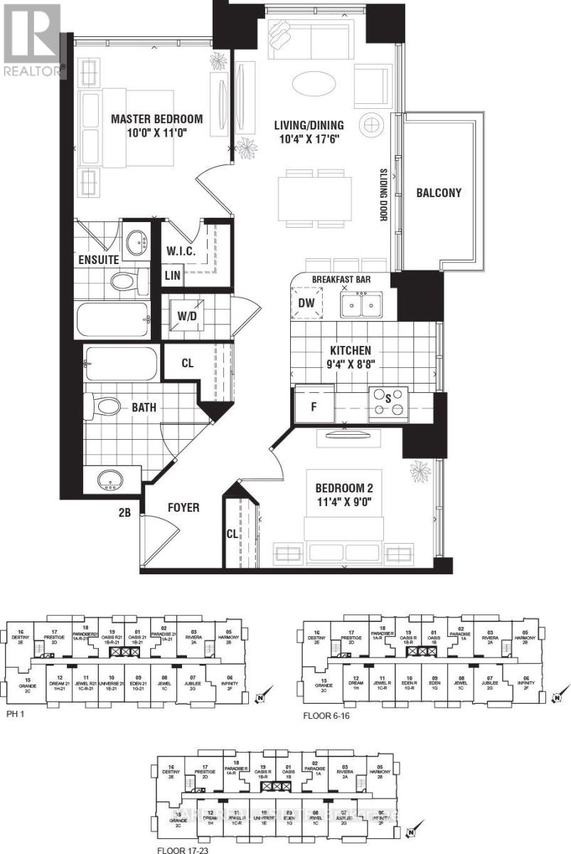 A floor plan for a home with a balcony, two bedrooms, and a living/dining area.