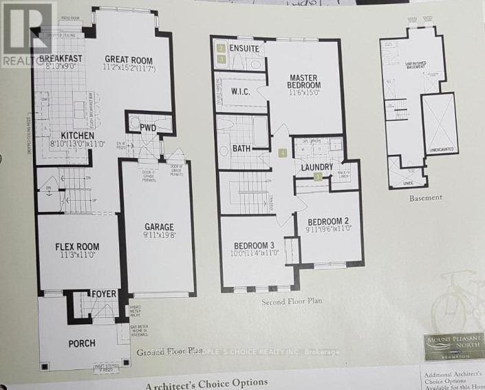 A floor plan for a home with a breakfast nook, great room, and multiple bedrooms and bathrooms.