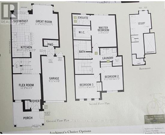 A floor plan for a home with a breakfast nook, great room, and multiple bedrooms and bathrooms.