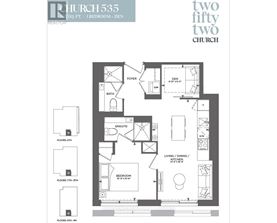 A floor plan for a two bedroom, two bathroom apartment.
