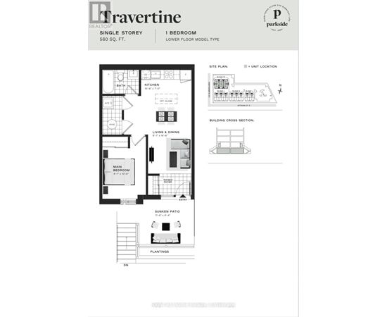 A floor plan for a Travertine single storey home with one bedroom.