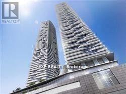 Two tall buildings with the text EXP REALTY Brokerage on the side.