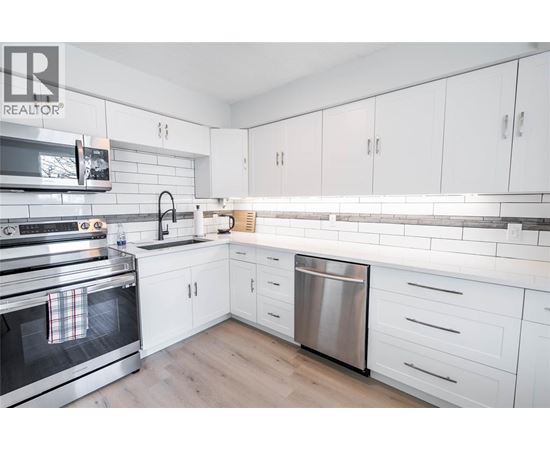 A modern kitchen with white cabinets and a stainless steel dishwasher.