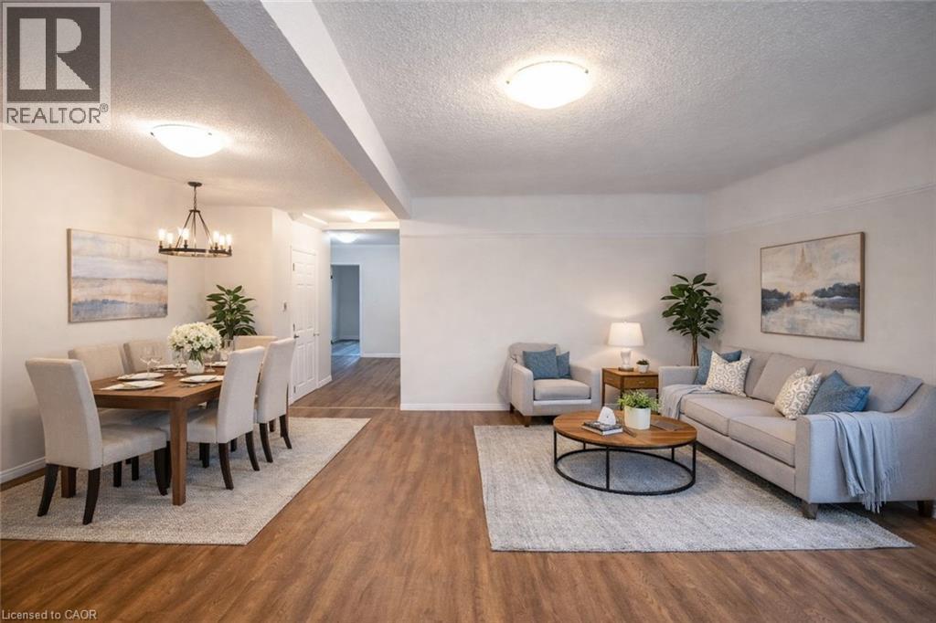 A well-lit living room with a dining table and a couch.