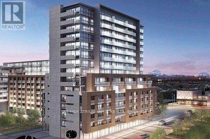 A modern apartment building with a sign that reads "REALTOR".