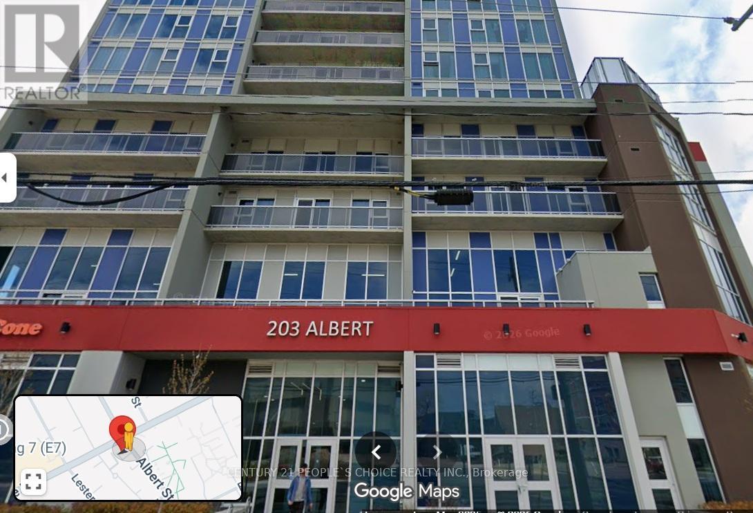 A building with the sign 203 Albert in red on the front.