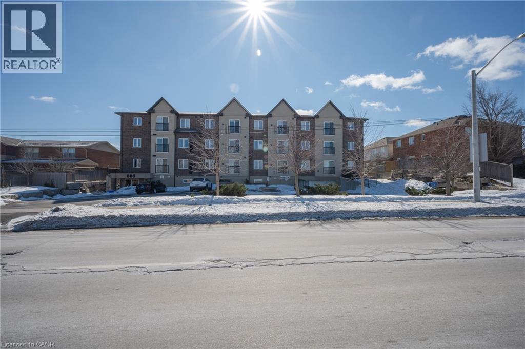 A sunny day in a residential area with apartment buildings and a street.