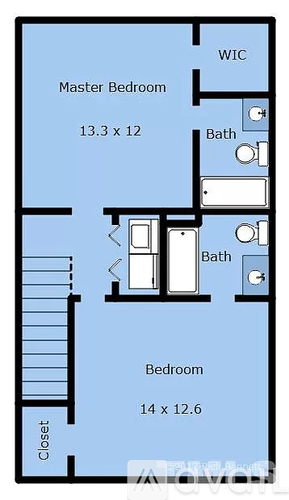 A floor plan of a room with a master bedroom, a second bedroom, and a Wetroom Closet.