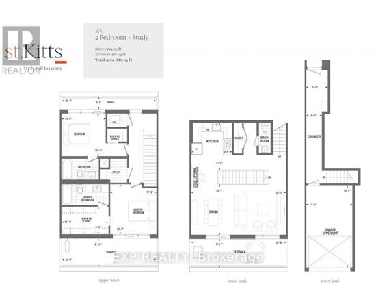 A floor plan for a 2 bedroom, 2 bathroom apartment is shown.