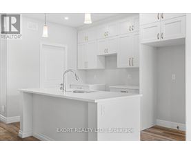 A white kitchen with a sink and cabinets.