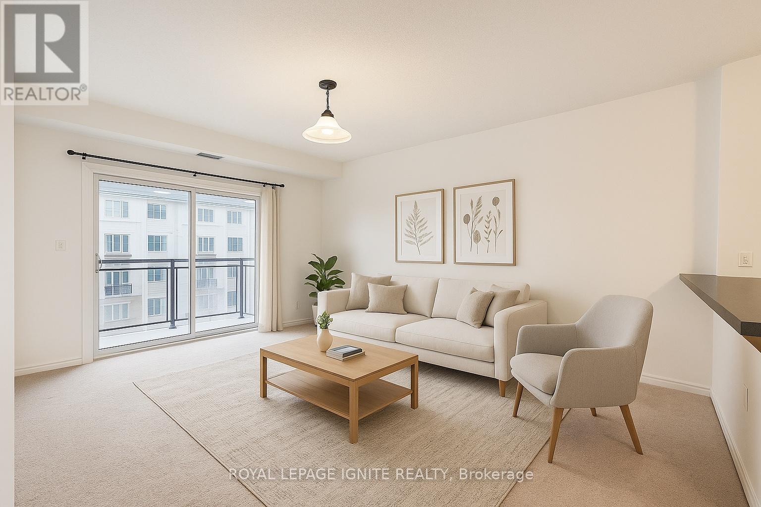 A living room with a couch, chair, and coffee table.