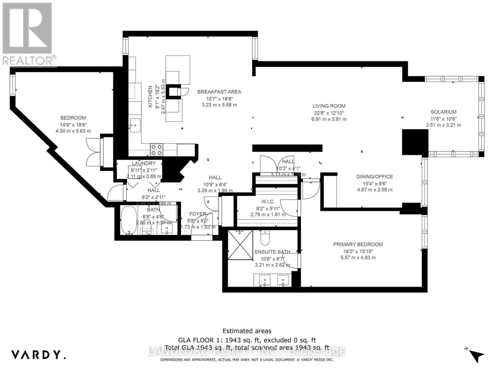 A floor plan for a Vardy property, showing the layout of the rooms and their dimensions.