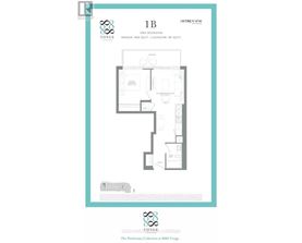 A floor plan for a one bedroom apartment at 8888 Yonge.