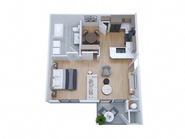 Studio, 1 Bathroom
