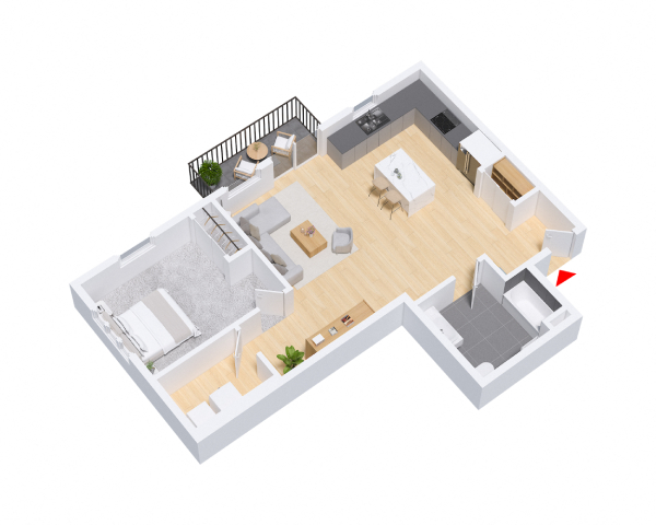 1 bedroom, 1 bathroom