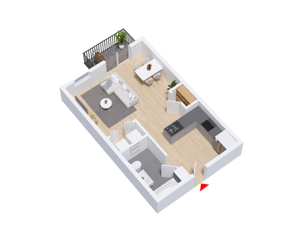 Studio, 1 bathroom