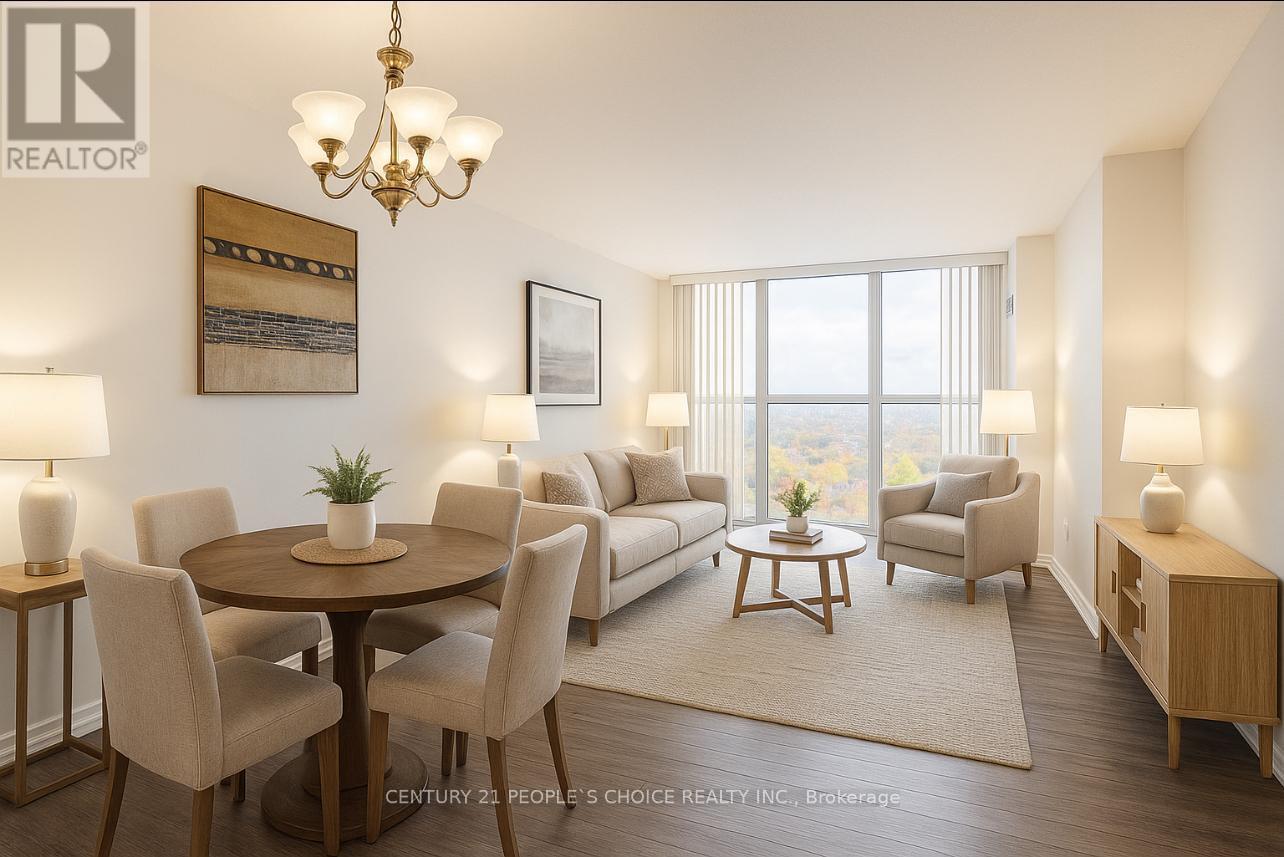 A well-lit living room with a dining table and chairs.