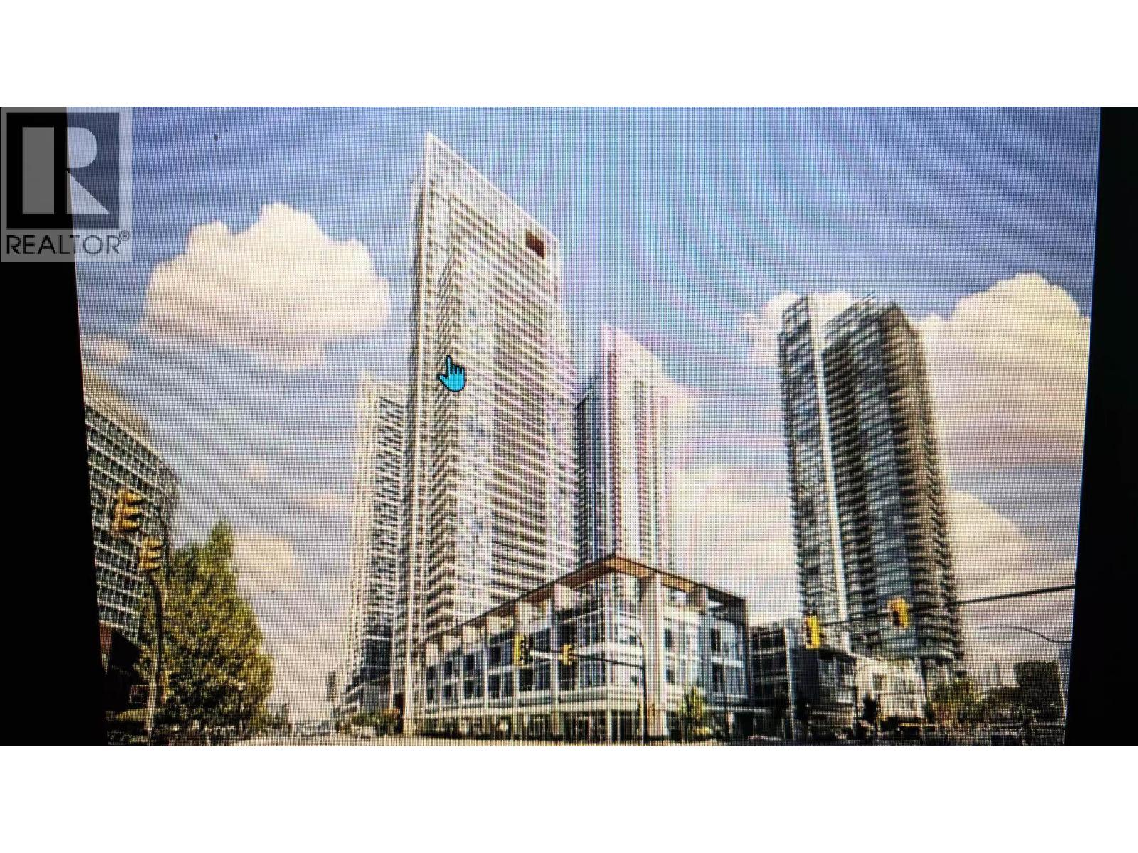 A real estate advertisement showing a row of modern high-rise buildings.