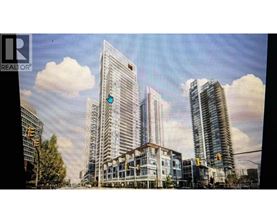 A real estate advertisement showing a row of modern high-rise buildings.