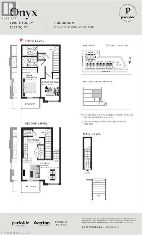 A real estate advertisement for a two bedroom apartment at Donyx Parkside.