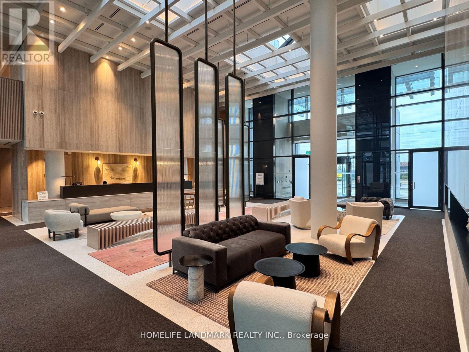A modern waiting area with a variety of seating options.