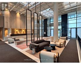 A modern waiting area with a variety of seating options.