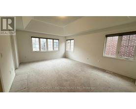 A spacious room with two windows and carpeted floor.
