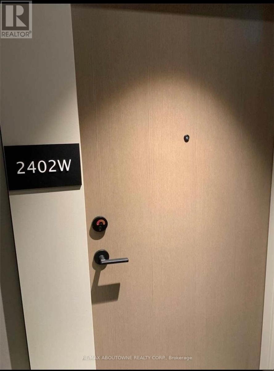A door with a sign that says 2402W on it.