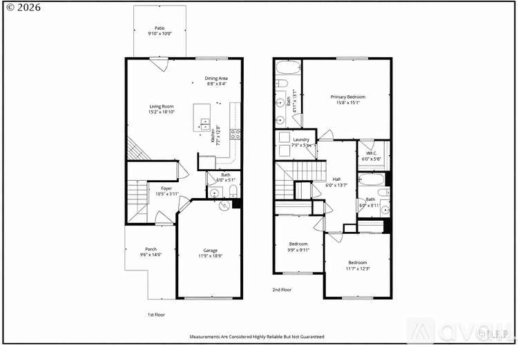 A floor plan for a two-story house with a garage and a living area.