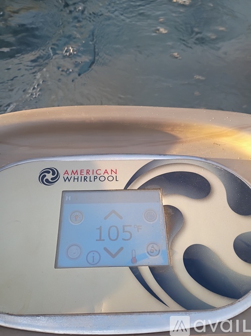 A whirlpool device with a temperature reading of 105 degrees.
