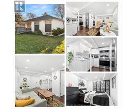A collage of images showcasing a modern home interior with a kitchen, living room, and bedroom.