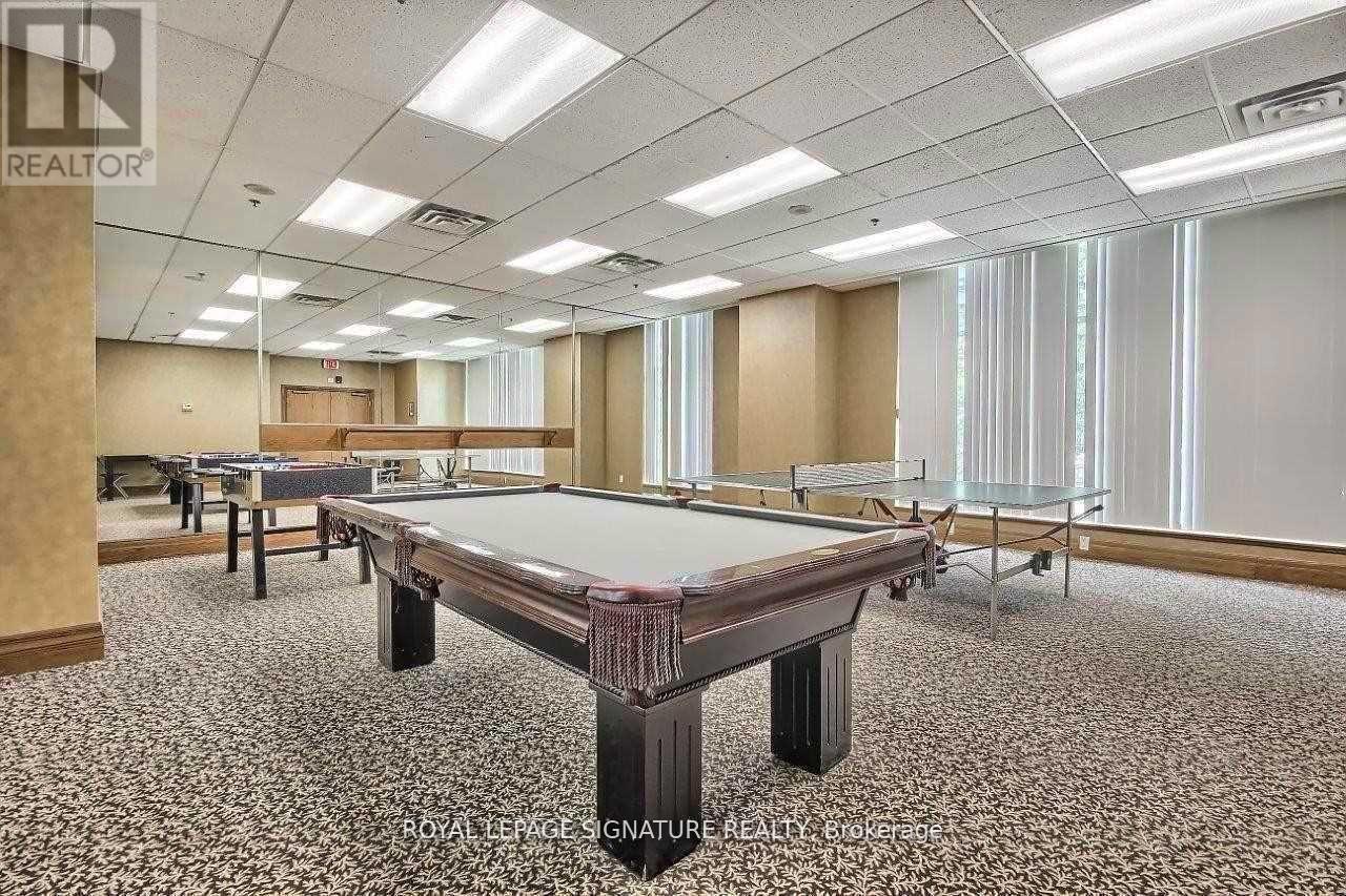 A pool table in a room with a carpeted floor and a white ceiling.